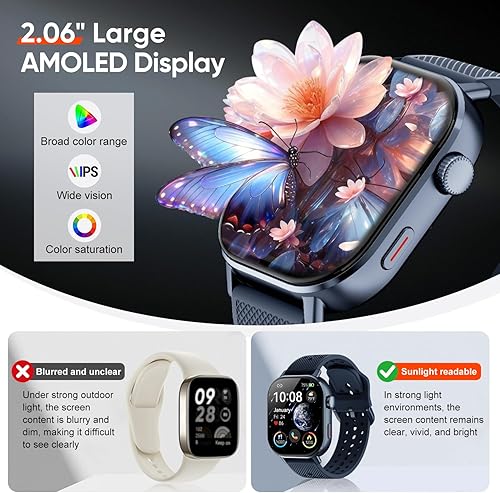 Miniatura 3 de Reloj inteligente de seguimiento de actividad física para mujeres y hombres, GPS integrado, AMOLED de 2.06 pulgadas para llamadas, monitor de sueño