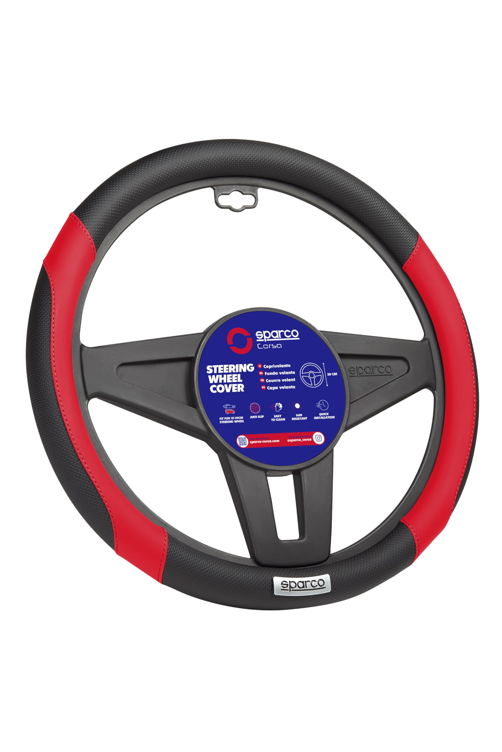 SPARCO-CORSA Steering Wheel Cover M Size (14.6 - 15.0 inches (37 - 38 cm) Red SPC1113RS_J