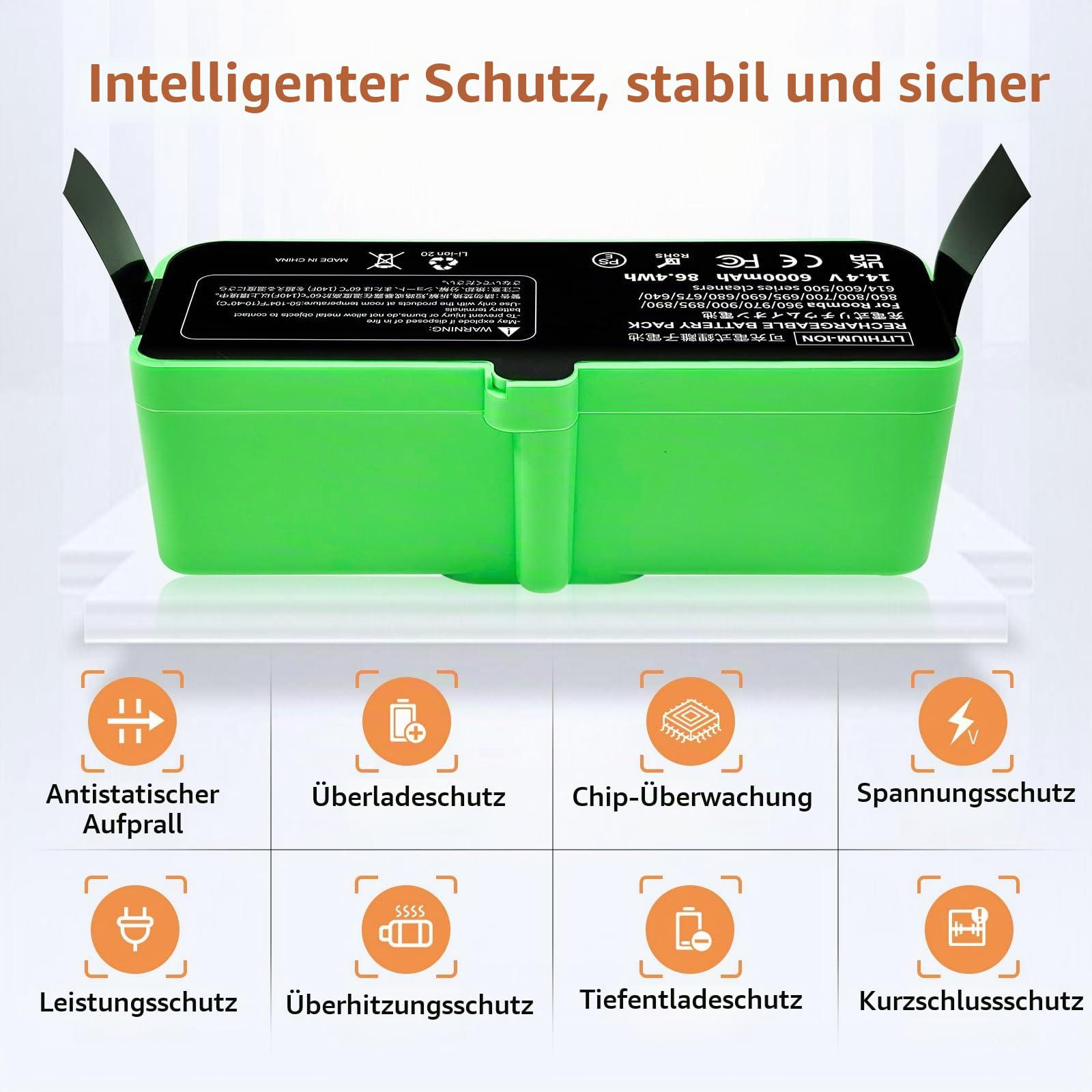 6000mAh Ersatzakku Kompatibel für iRobot Roomba 500 600 600 700 800 900 Serie für Roomba 960 981 970 965 895 891 890 801 805 850 860 695 690 685 680 677 675 671 671 652 670 640 665 614 615