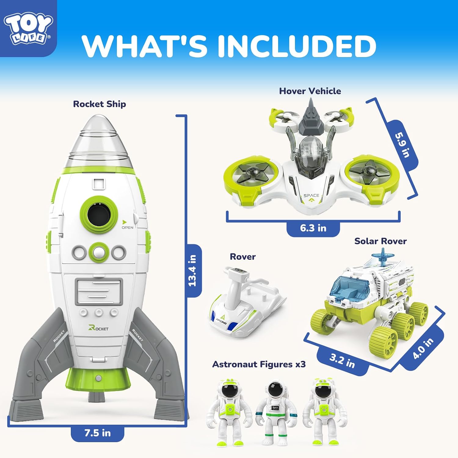 TOY Life Space Rocket Toy for Kid, Shuttle with Astronaut Spaceship Planet and Car, for Boy 3 4 5 6 7 8, Birthday Gift for Age 3+