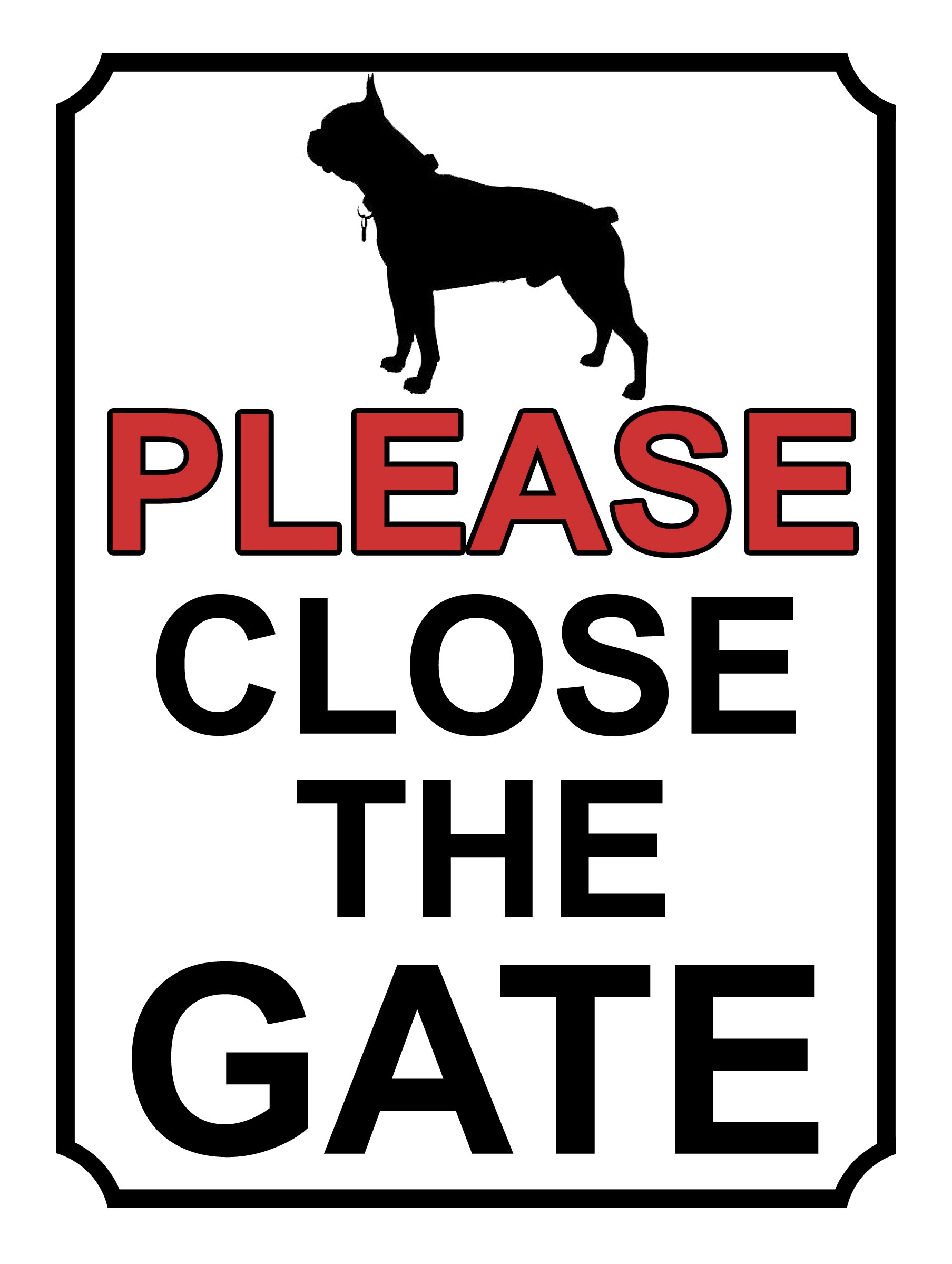 SHAWPRINT PLEASE CLOSE THE GATE DOG THEME METAL SIGN 200MM X 150MM (403H1), 8” x 6”
