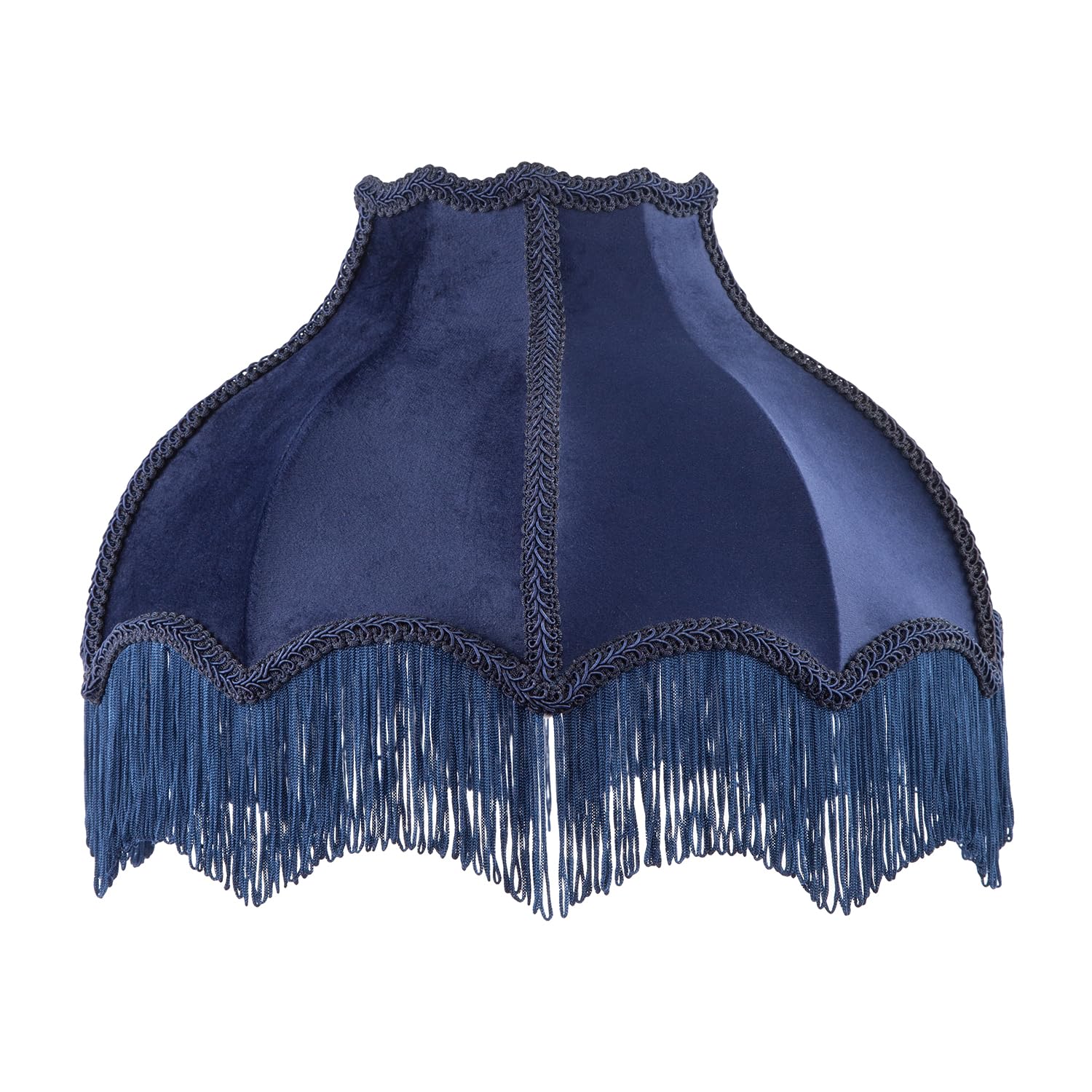 Rackhams Blue Classic Victorian Lamp Shade In Midnight Velvet With Navy Trims