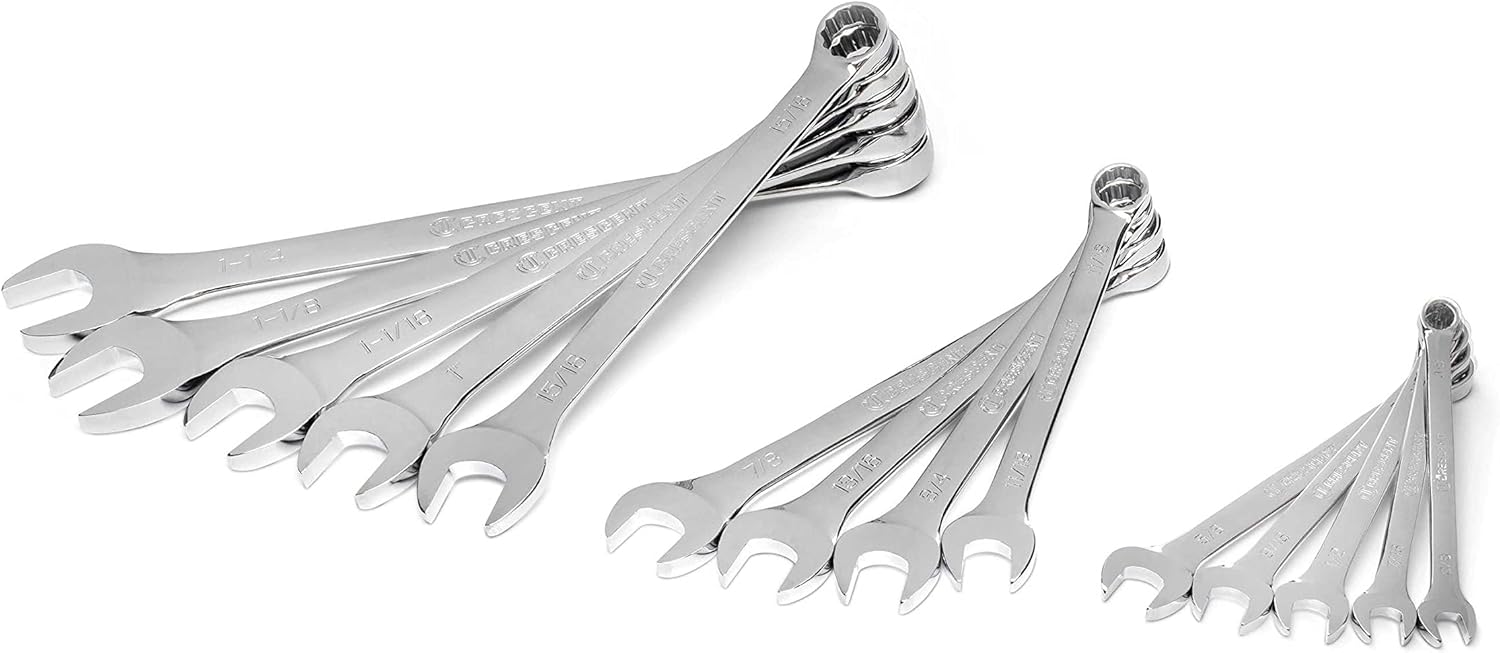 Crescent 14 Piece 12 Point SAE Combination Wrench Set with Tool Roll - CCWS4-05
