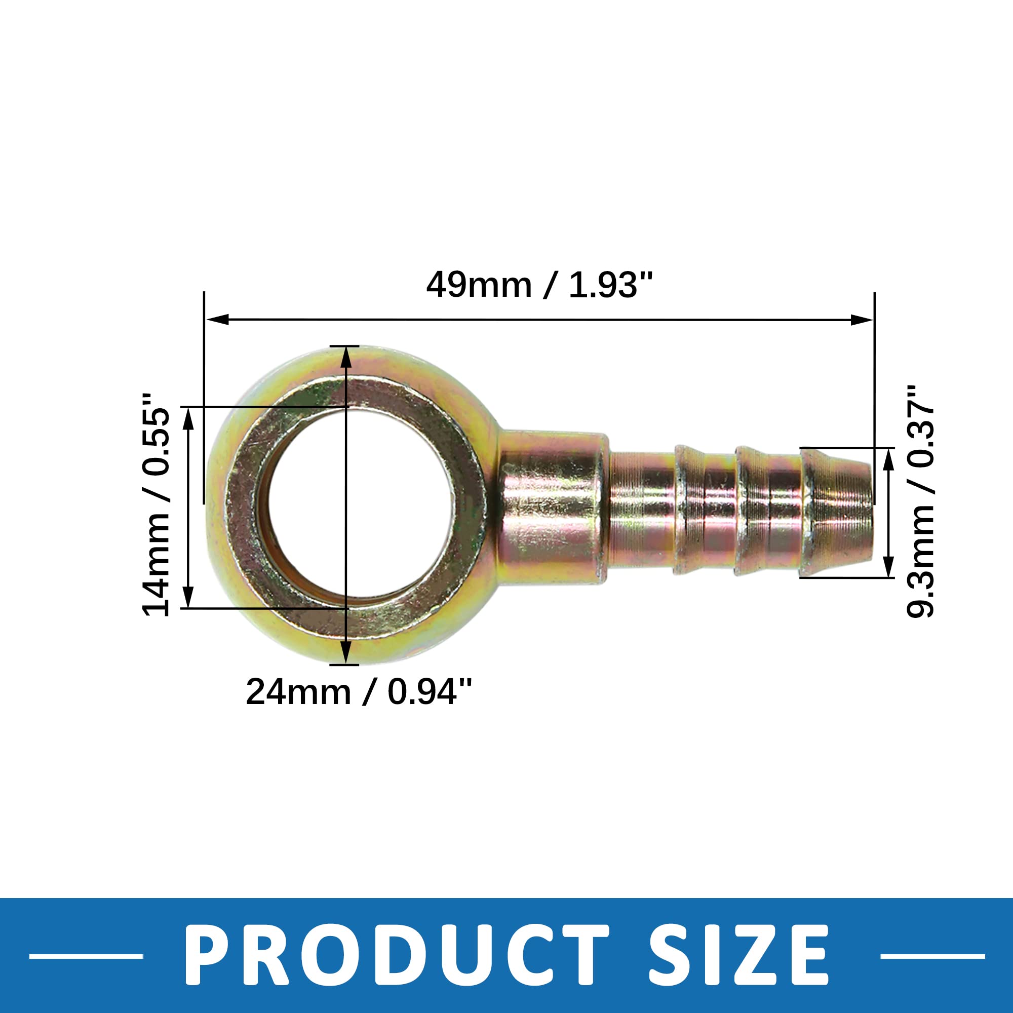 Raccord Banjo Carburant 14mm ID / 8mm OD - Lot De 2 Pièces En Métal Pour Ligne Frein Ou Carburant