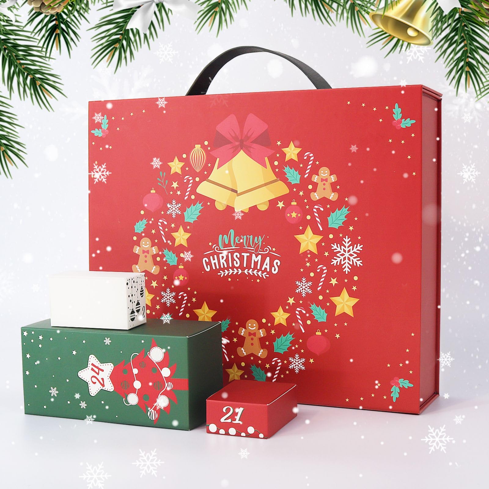 CustmArti Set di calendario dell'Avvento fai da te per bambini, con 24 scomparti, con brillantini e cristalli, decorazione per le vacanze, B