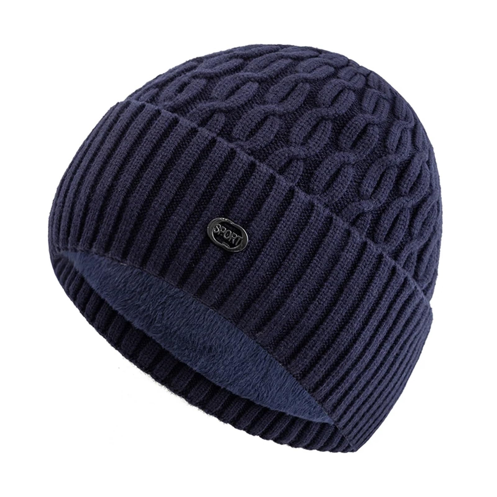 Elegancka i miękka czapka unisex, ciepła czapka zimowa z podszewką futrzaną dla mężczyzn i kobiet, gruba czapka z dzianiny do jazdy na nartach i sportów ślizgowych.