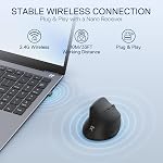 Redragon BM-4033 Souris ergonomique verticale sans fil, connexion 2.4GHz 5 Niveaux jusqu'à 4000 DPI, Mice d'économie d'énergie automatique pour ordinateur portable, bureau, PC, noir