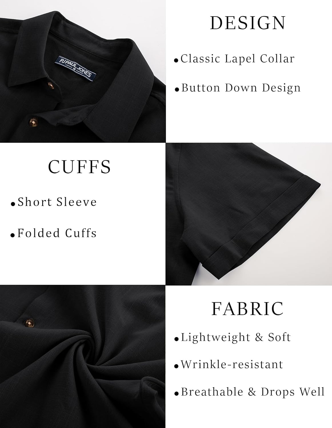 PJ Jones Mens Casual Shirts Short Sleeve Button Down Shirt Lightweight Summer Shirts - Image 5