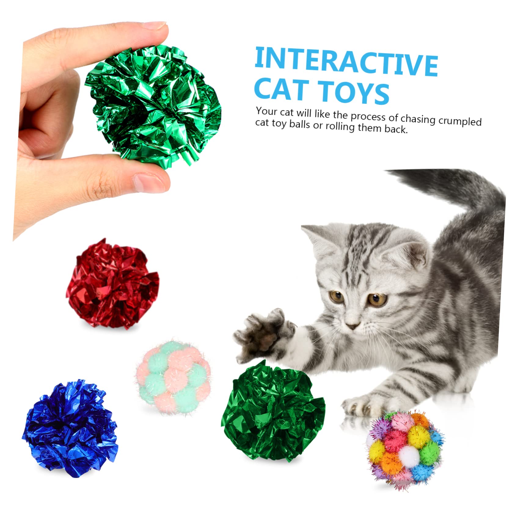 Happyyami 100stücke Katzen Spielzeug Mit Plüschbällen Und Knisterbällen Für Interaktive Unterhaltung Und Spielspaß Für Katzen Und Kätzchen Und Ansprechend