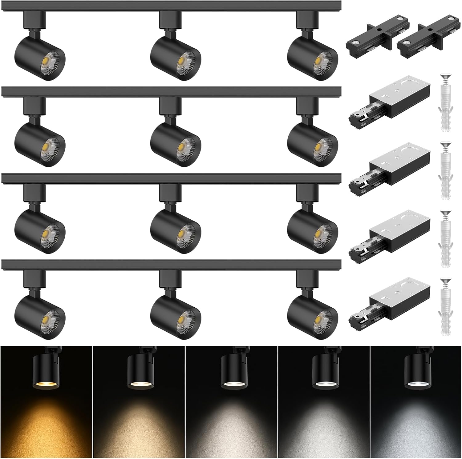 FLSNT 12-Light H Type LED Track Lighting Kit, 10W 