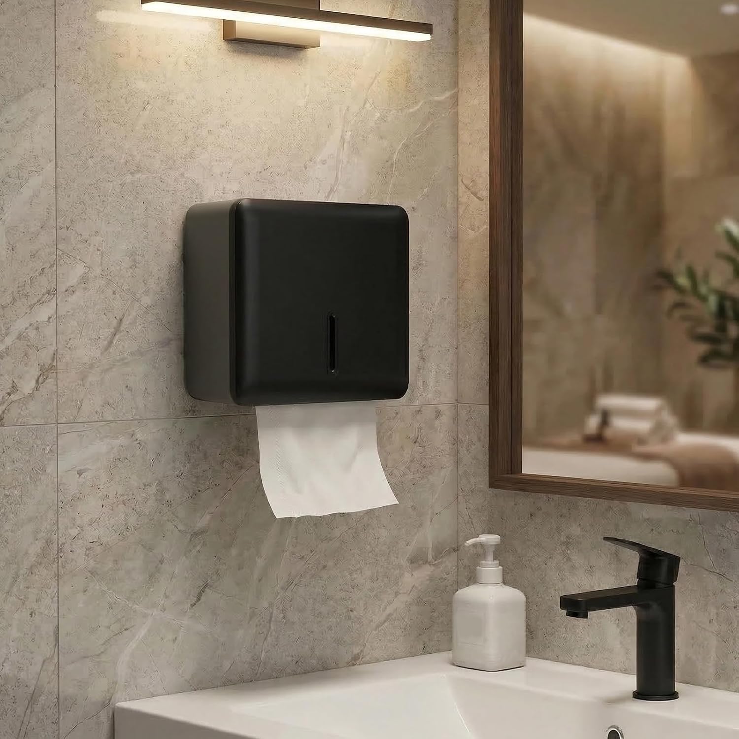 Wall Mounted Multifold Paper Towel for 200 Paper Towels with All Mount Paper Towel Box 45° Switch Modes Plastic Tissue Box Dispenser for Hotel Home Bathroom Kitchen Commercial(Grey wall Hanging)