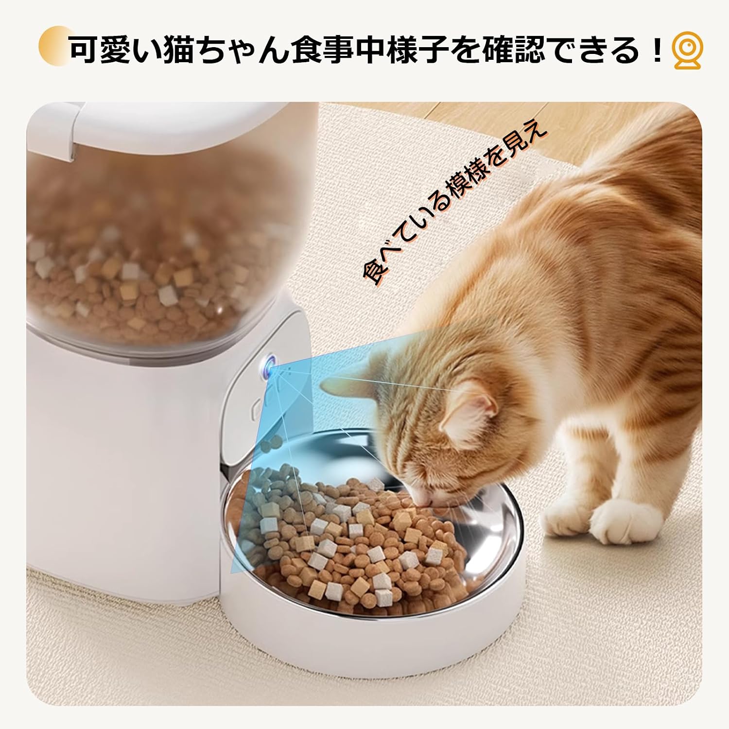 自動給餌器 10秒録音 【シルバー】 1日20食 猫犬対応 4L 大容量 300万