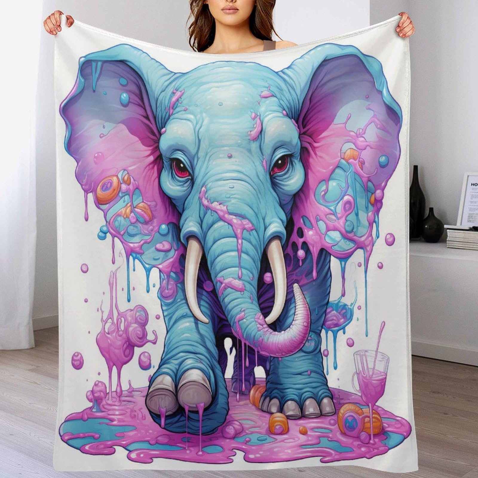 Couverture éléphant en flanelle haute qualité : plaid chaud et doux