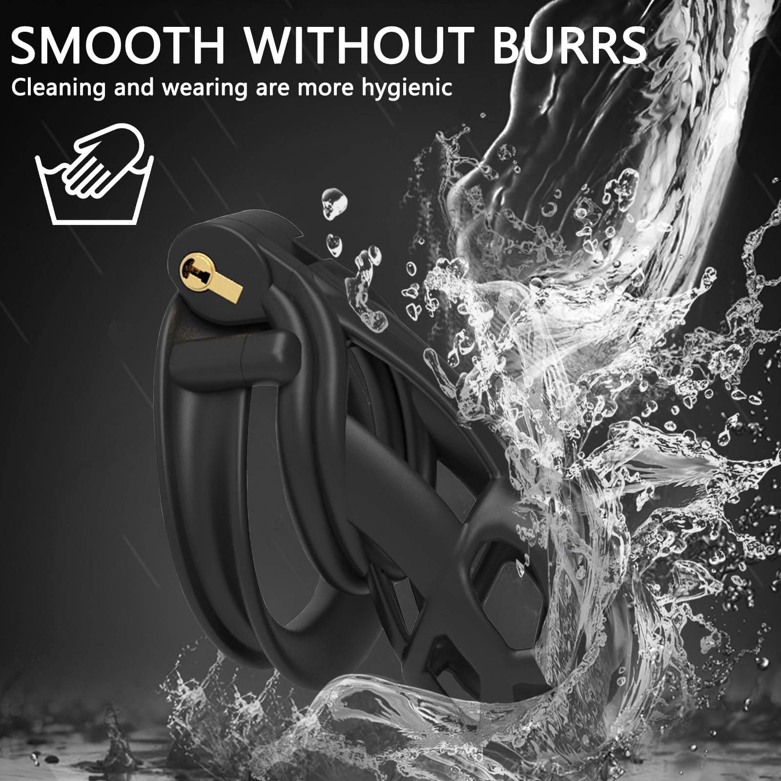 BDSMLOVE Jaula de castidad masculina Cobra 6.0, jaula para pene con 4 anillos para testículos, cinturón de castidad para hombres, juguete sexual extremo para hombres. (L)