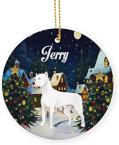 Dogo Argentino - Adornos de perro para árbol de Navidad, adorno de perro argentino personalizado para mujeres, mamá, amiga, Dogo argentino, adorno