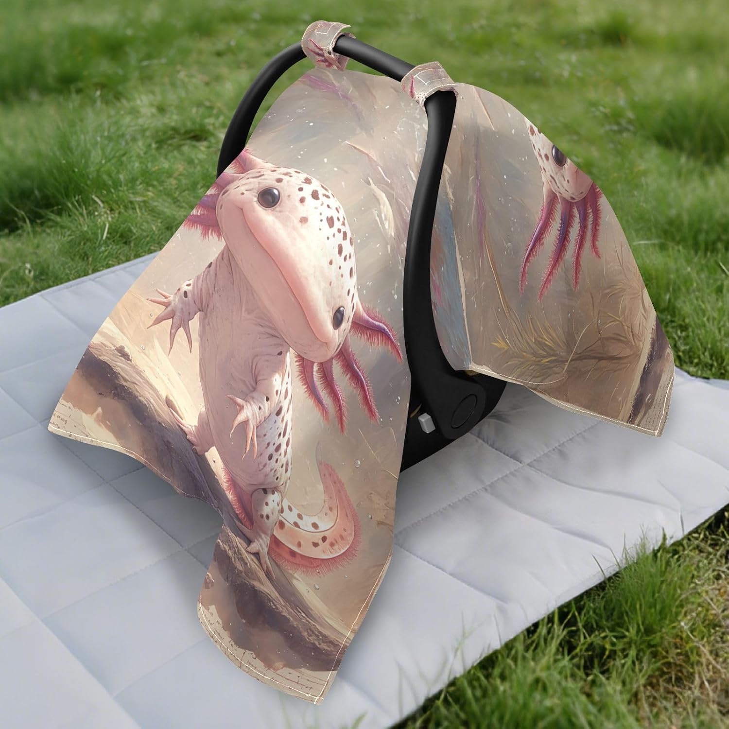 Baby Stroller Sun Shade UV Protection Net for Bassinet,Travel Accessories Peach Axolotl Cute