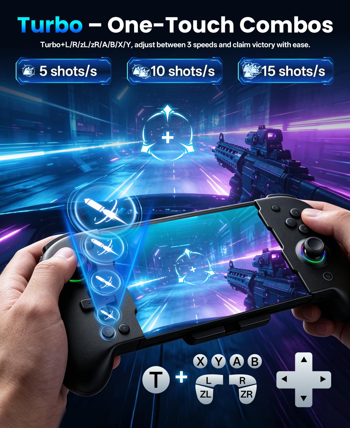 Jeifhxu Manette Switch, Switch Manette Sans Fil pour Switch 1, Portable Poignée Manette de Switch avec RVB, Joysticks Effet Hall, Programmable, Gyroscope à 6 Axes, Turbo, Vibration Remote