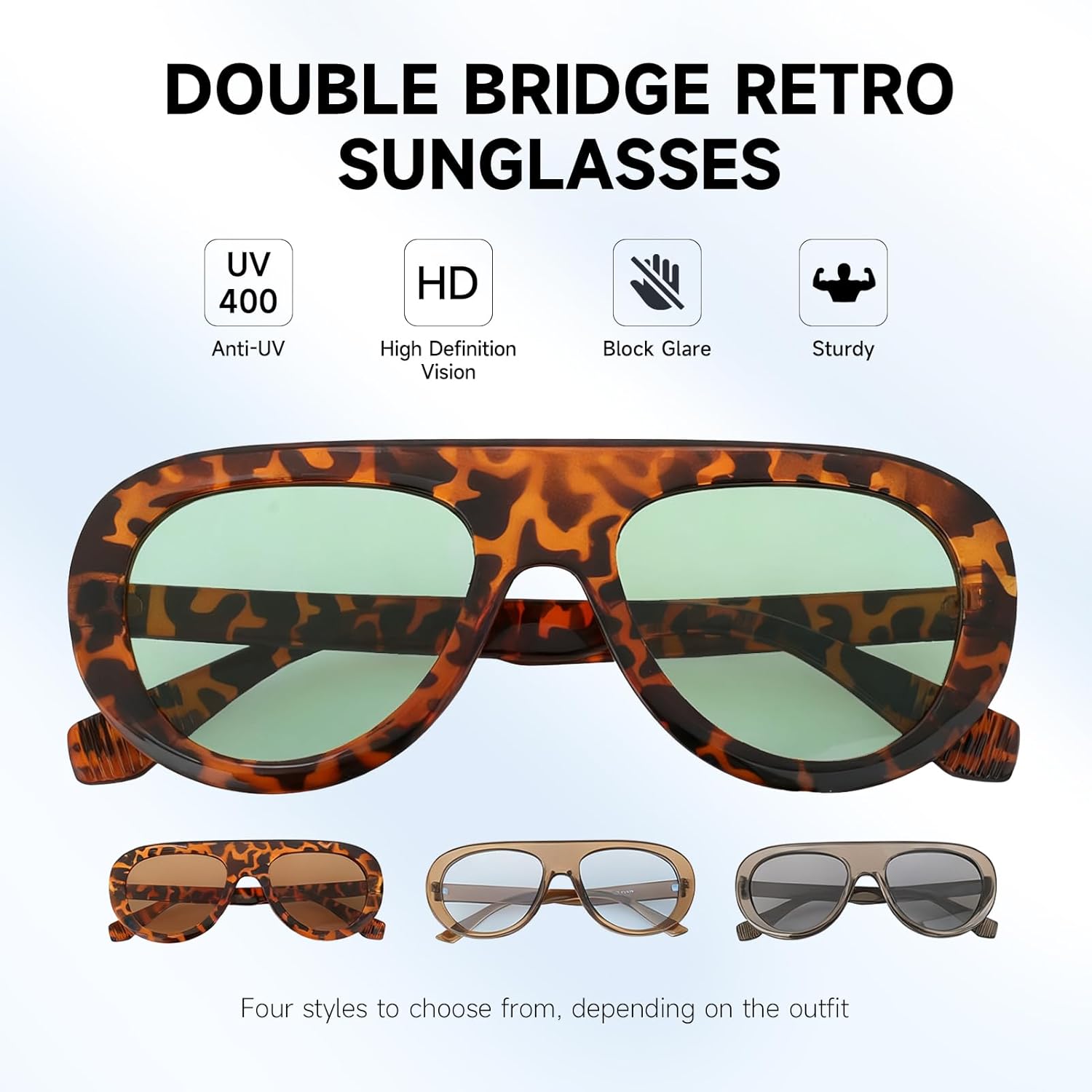 JATEBI 4 Pack Retro 70s Large Frame Sunglasses for Women Men Vintage Chic Shades UV400 Protection Sun Glasses - Image 2