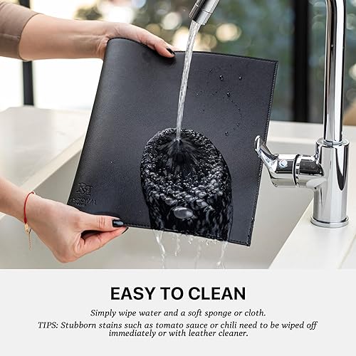 Miniatura 4 de Juego de 6 manteles individuales de piel sintética de vinilo, lavables, lavables, para cocina, mesa de comedor, resistentes al calor, impermeables,