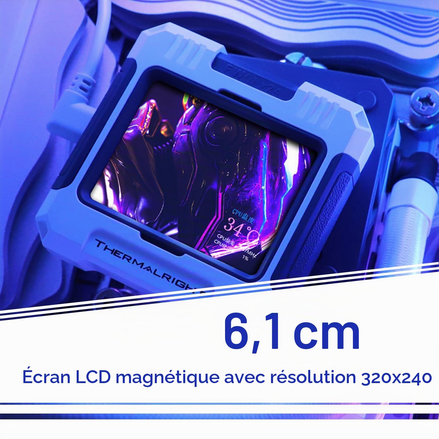 TR Thermalright FW240 White ARGB Refroidisseur liquide pour processeur, écran LCD IPS 2,4 pouces avec résolution 320x240-Magnétique, thème d'écran DIY, pour AM4/AM5, LGA1851/1700/115x