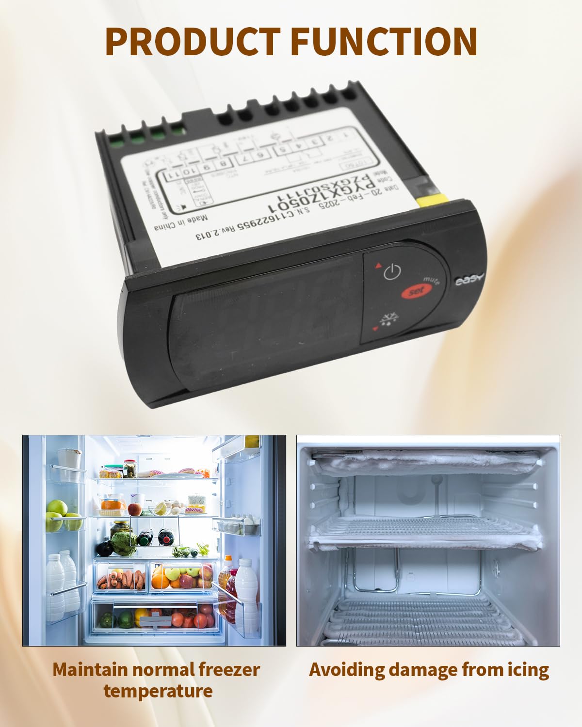 PZGXS0J111 - Termostato di temperatura con sonda sensore di temperatura, 115 V, compatibile con Carel e tutti i tipi di frigorifero (confezione pronta per i tecnici)