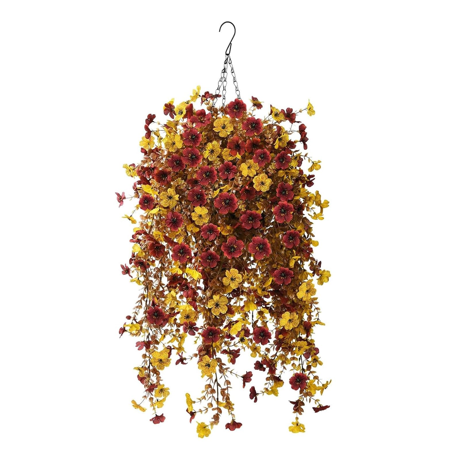 Zorkkra B 70Cm Autumn Hanging Asket Uv-Resistant Fake Flowers, Autumn Artificial Hanging Flowers Decorations, Indoor Outdoor Autumn Decor For Home Garden Thanksgiving (B)