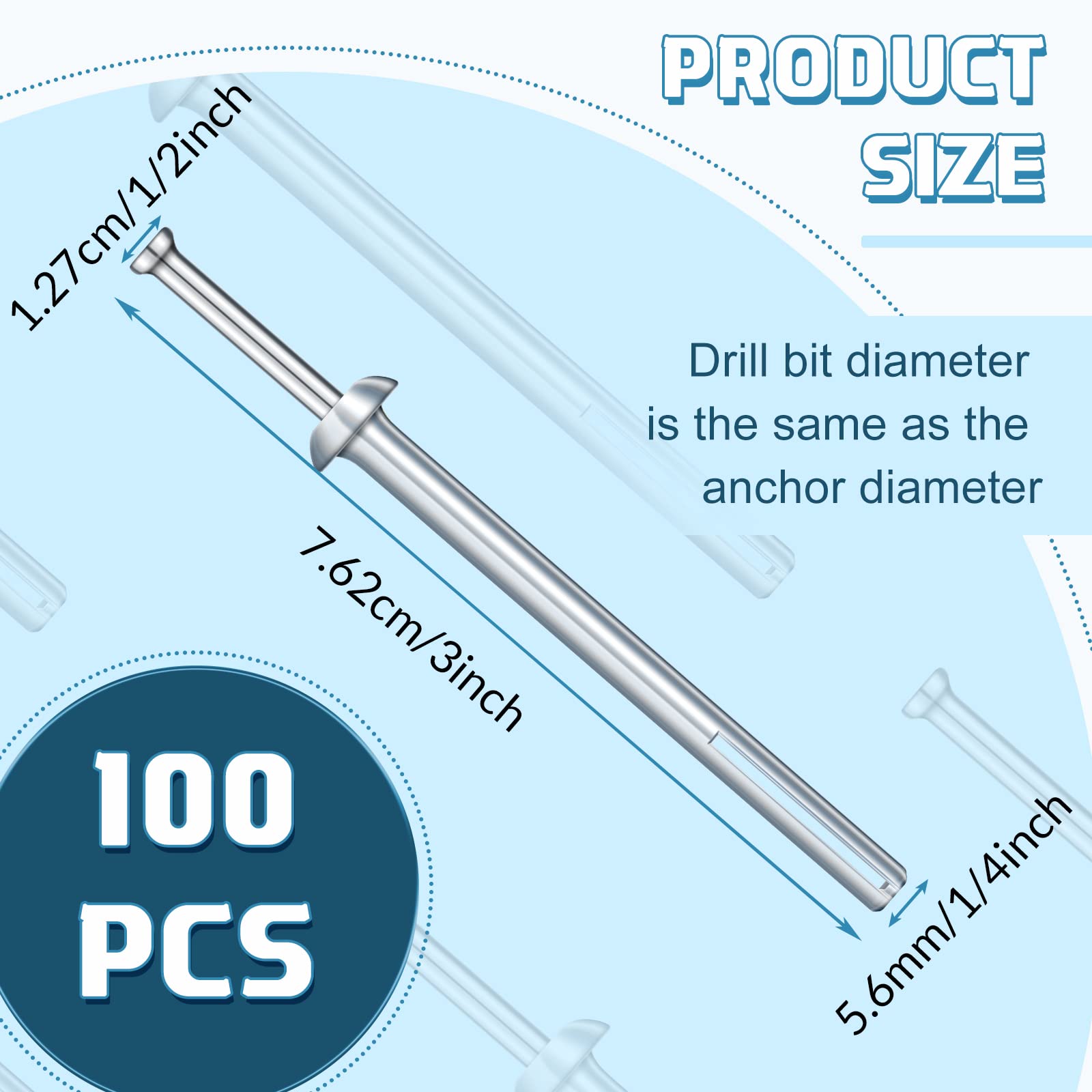 Zinc Plated Nail Anchors - 100 Pack -2