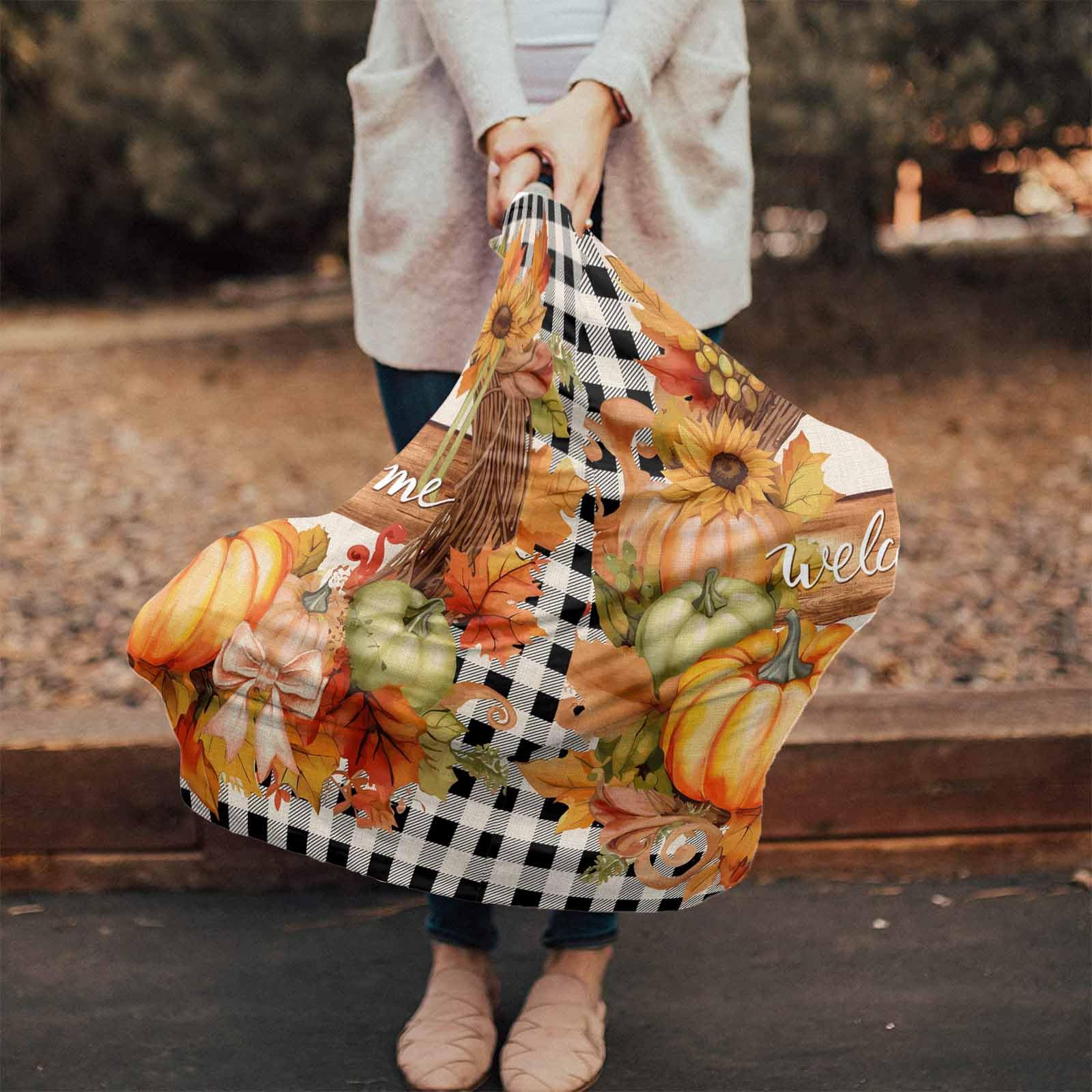 Nursing Cover for Breastfeeding Scarf, Fall Pumpkins Baby Car Covers Super Soft Multi Use for Canopy Shopping Cart Cover Blanket Stroller Cover