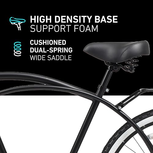 Miniatura 4 de sixthreezero Around The Block Men's Beach Cruiser Bike, Step-Through Hybrid Bicycle with Rear Rack, 24 or 26 Inch Wheels, Multiple Speed Options and