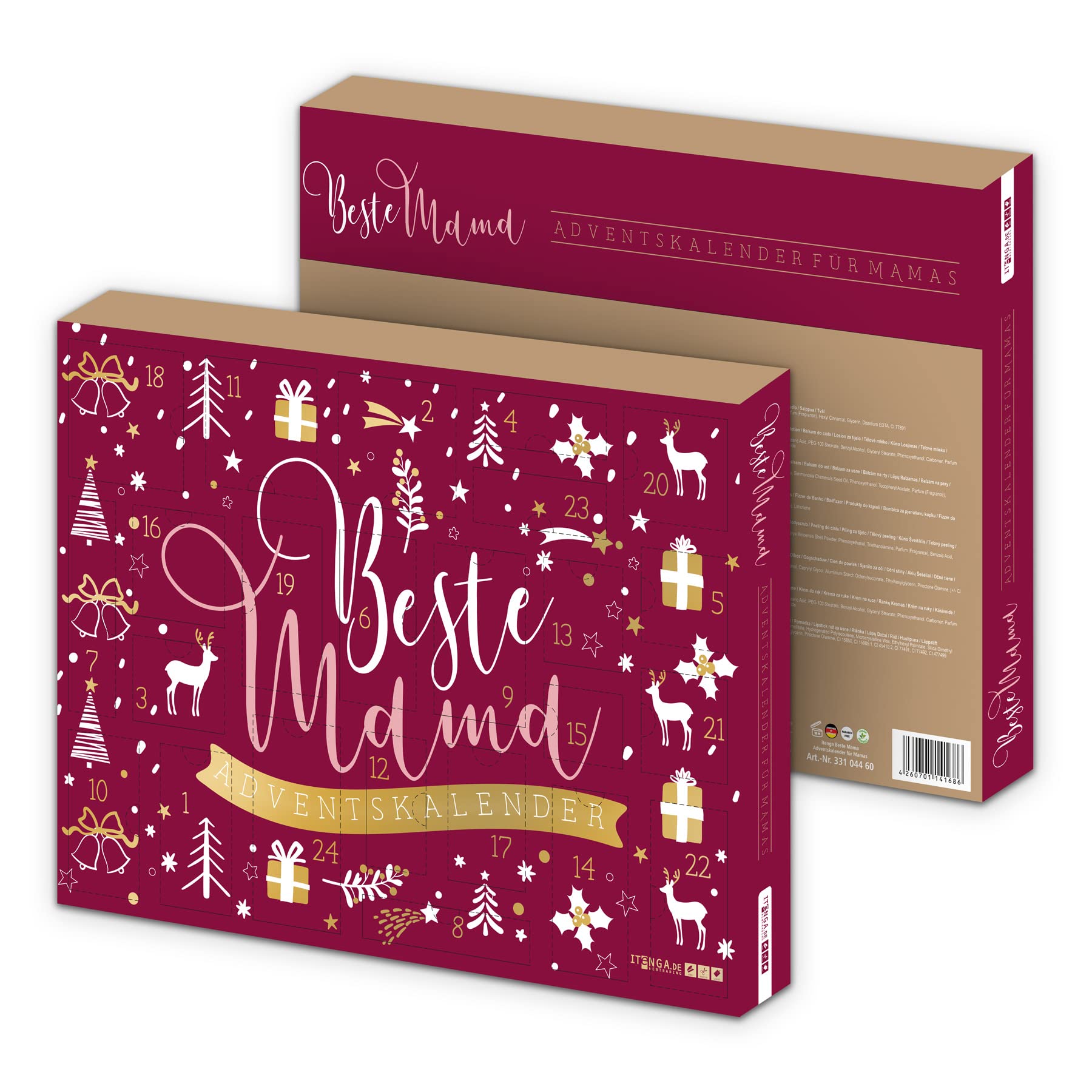 itenga Adventskalender Bestes Mama rot gold Produktbeschreibung