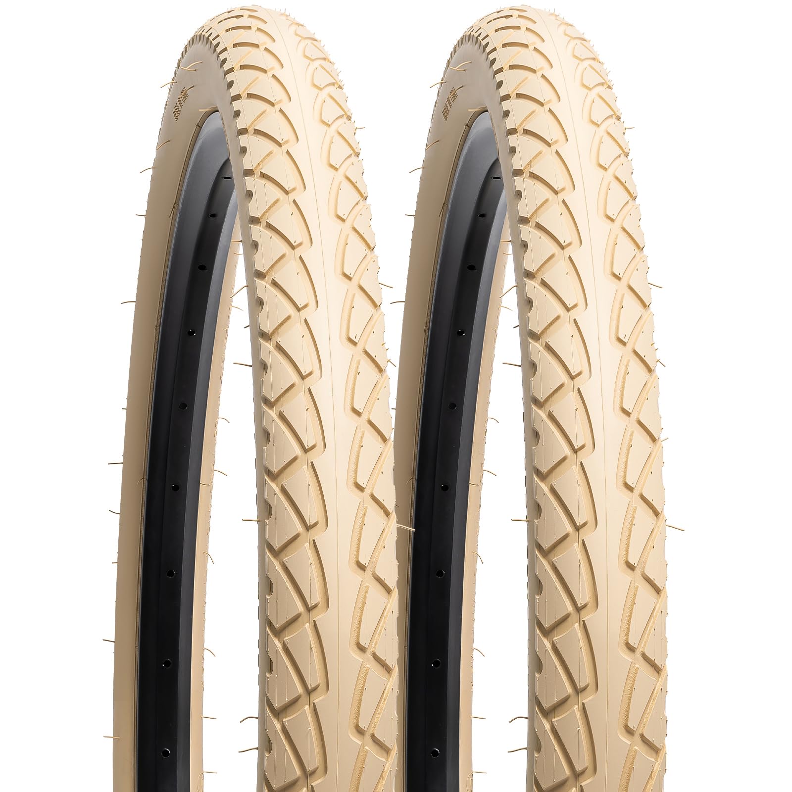 YunSCM 2PCS Faltbar 26 Zoll Reifen 26x2.10 Mantel 54-559 kompatibel Citybikes, Rennräder 26x2.0 26x2.10 26x2.125 Fahrradreifen | weißer/Beiger Reifen
