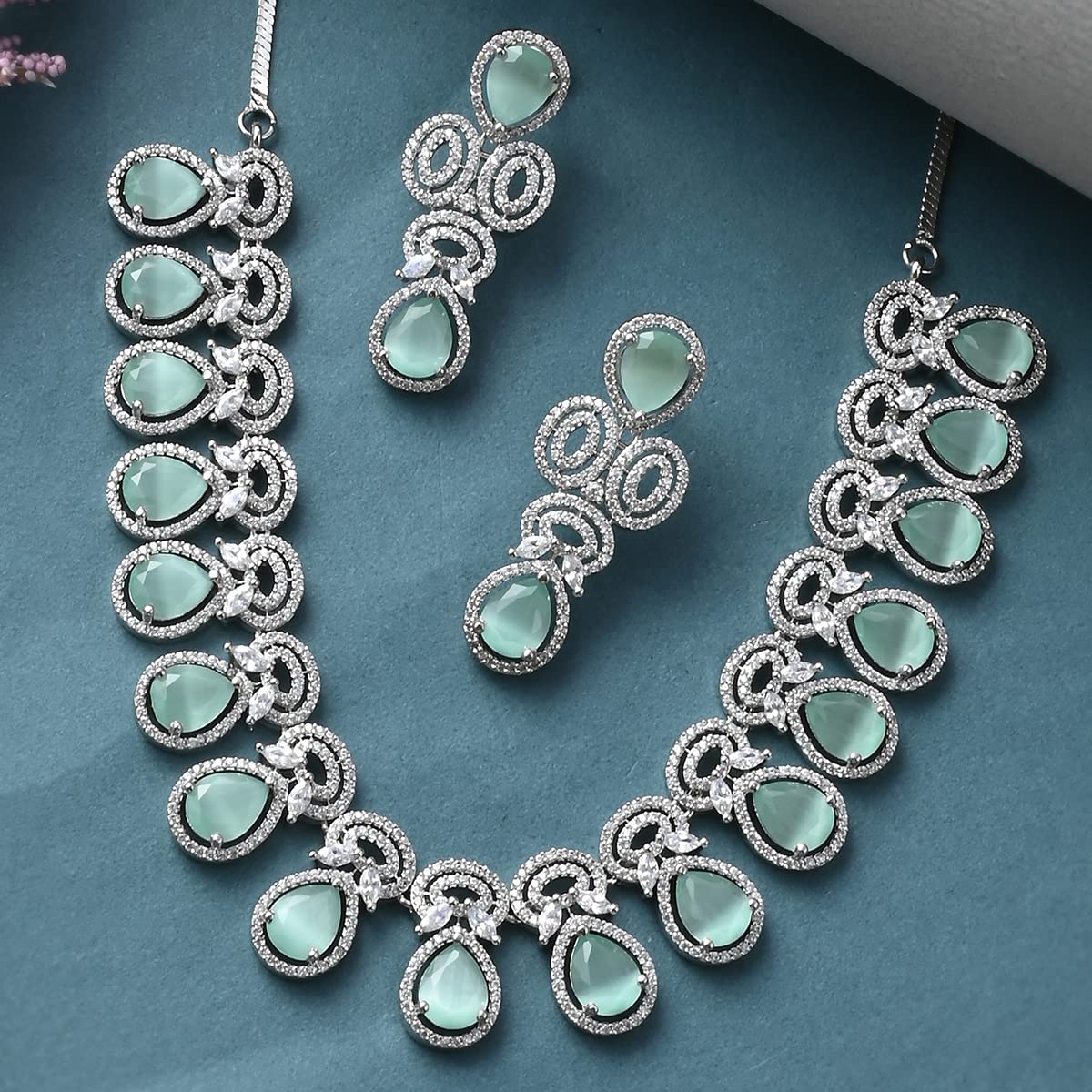 Sparkling Elegance Green Zircons Jewellery Set, Gift for Her