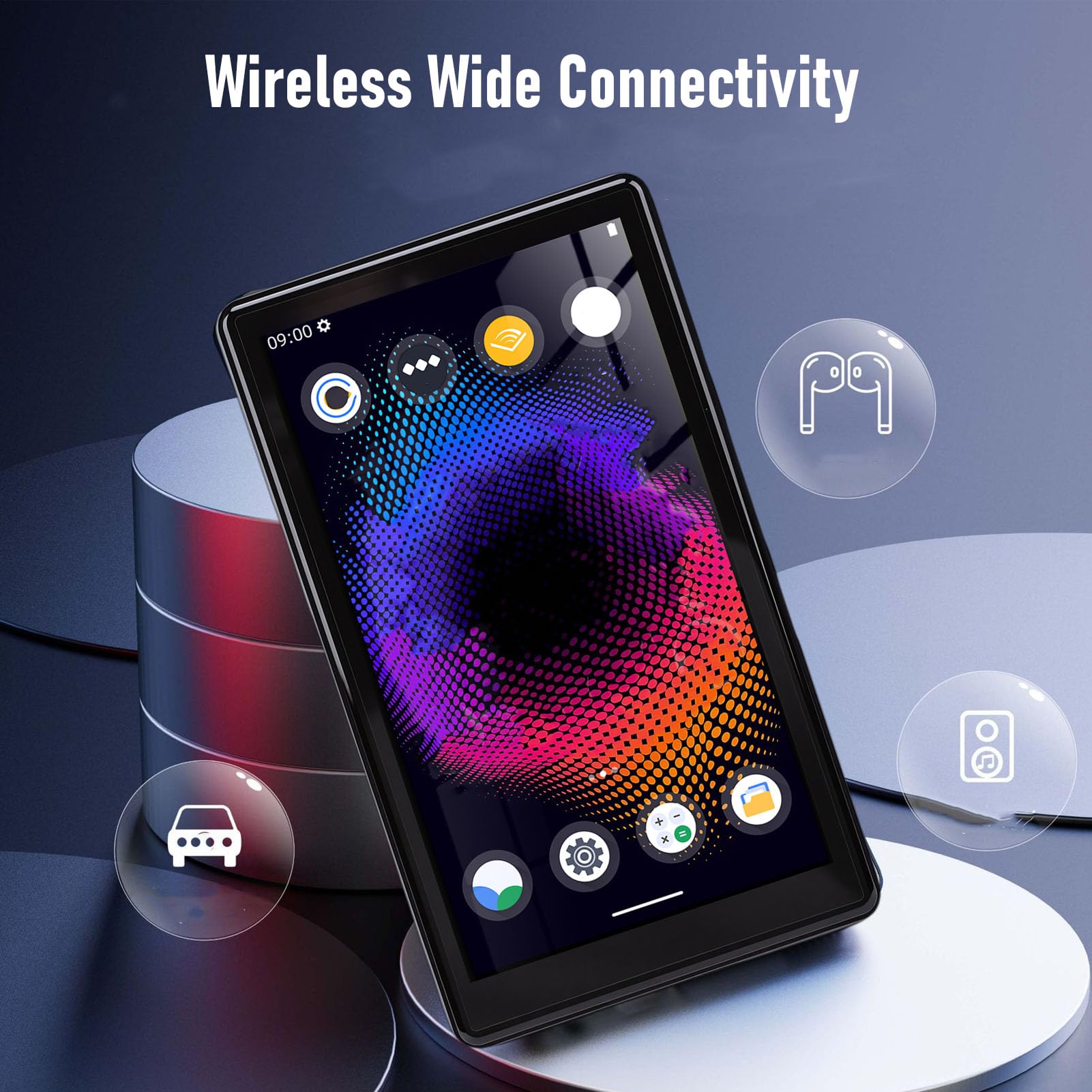 Naroote Reproductor MP3 de 128 GB, Reproductor MP4 MP5 Bluetooth WiFi, Multimedia con Pantalla Táctil de 5,0 Pulgadas con Chip MTK MT6762, Sonido HiFi sin Pérdidas, Auriculares Incluidos, Ideal para
