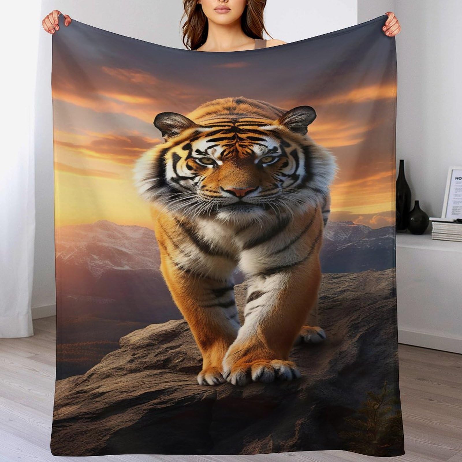 Couverture en tigre flanelle 180x200 cm grand plaid lit et canapé