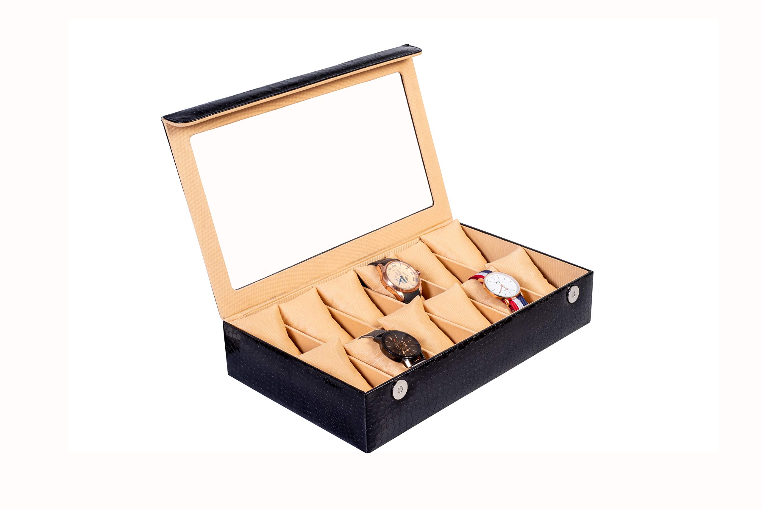 Red Velvet Watch Box Organizer Case for Men and Women in Black Color with 12 Slots of Watches (Black) (B08Y5L1Z4D) Amazon Price History, Amazon Price Tracker
