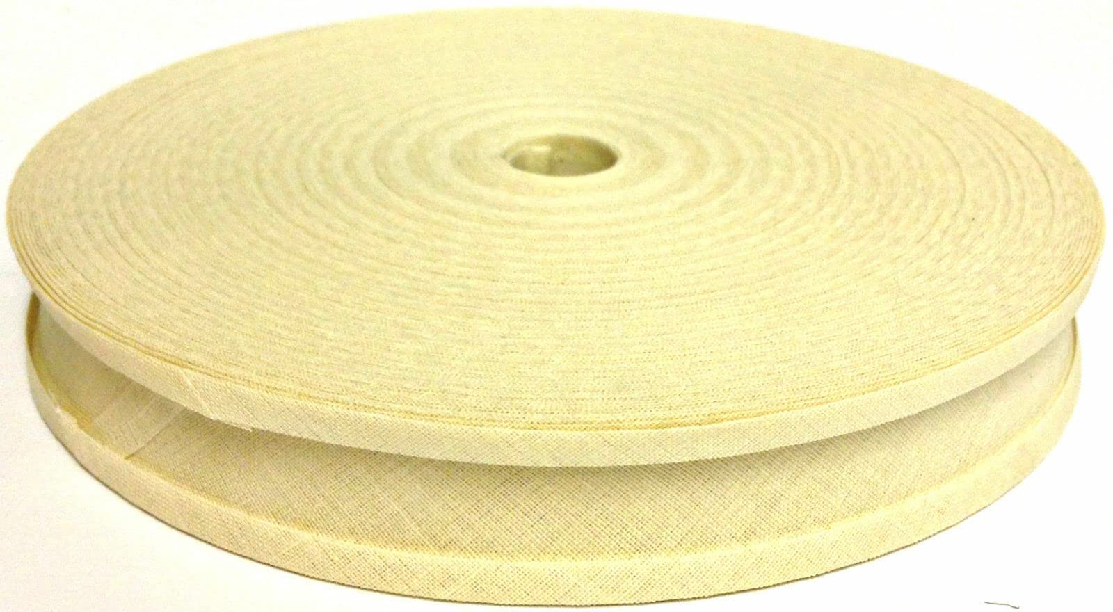 100% Cotton Bias Binding Tape 50m, Double Folded 50 Metre Roll, 1 Inch 25mm Wide, Edging for Sewing, Bunting, Upholstery, Furniture, Piping & Garments (Cream 6303)