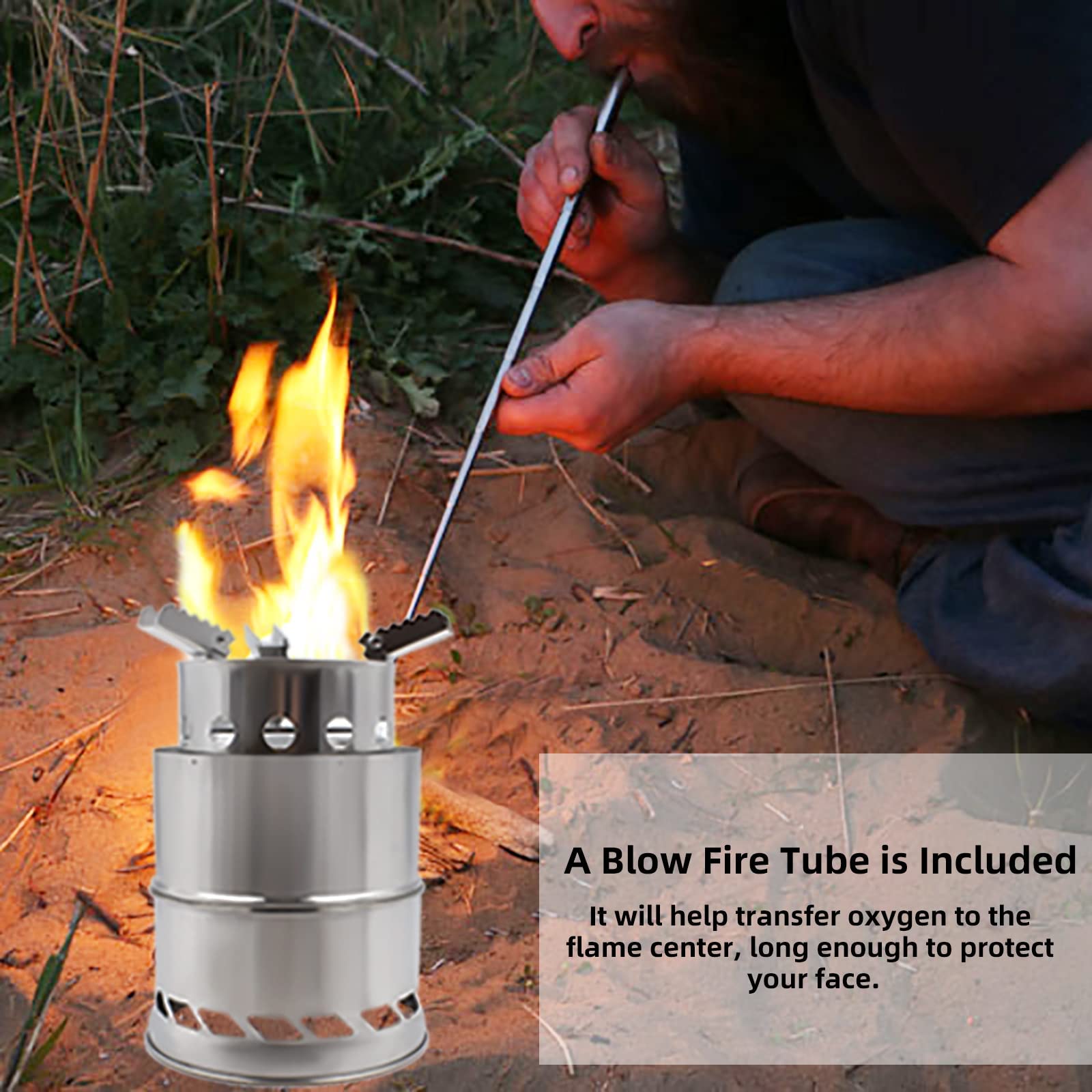 Acelane Wood Camping Stove Folding Backpacking Stove, Portable Wood