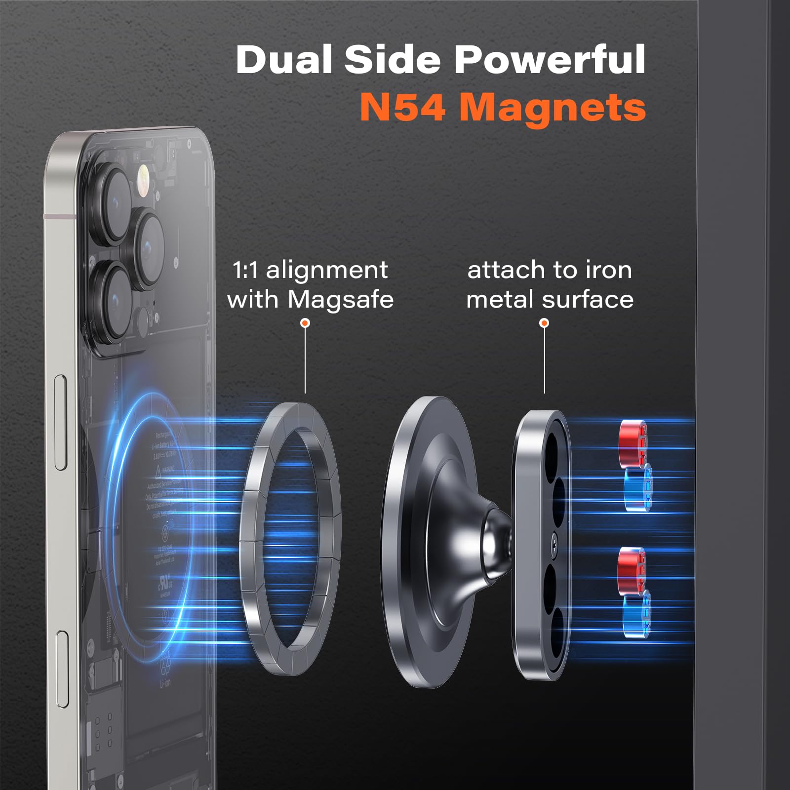 A2C Całkowicie metalowy magnetyczny uchwyt na telefon na siłownię, do MagSafe, wysokiej klasy niezbędnik treningowy, prezent dla mężczyzn i kobiet, [podwójny magnes] przenośny uchwyt na telefon