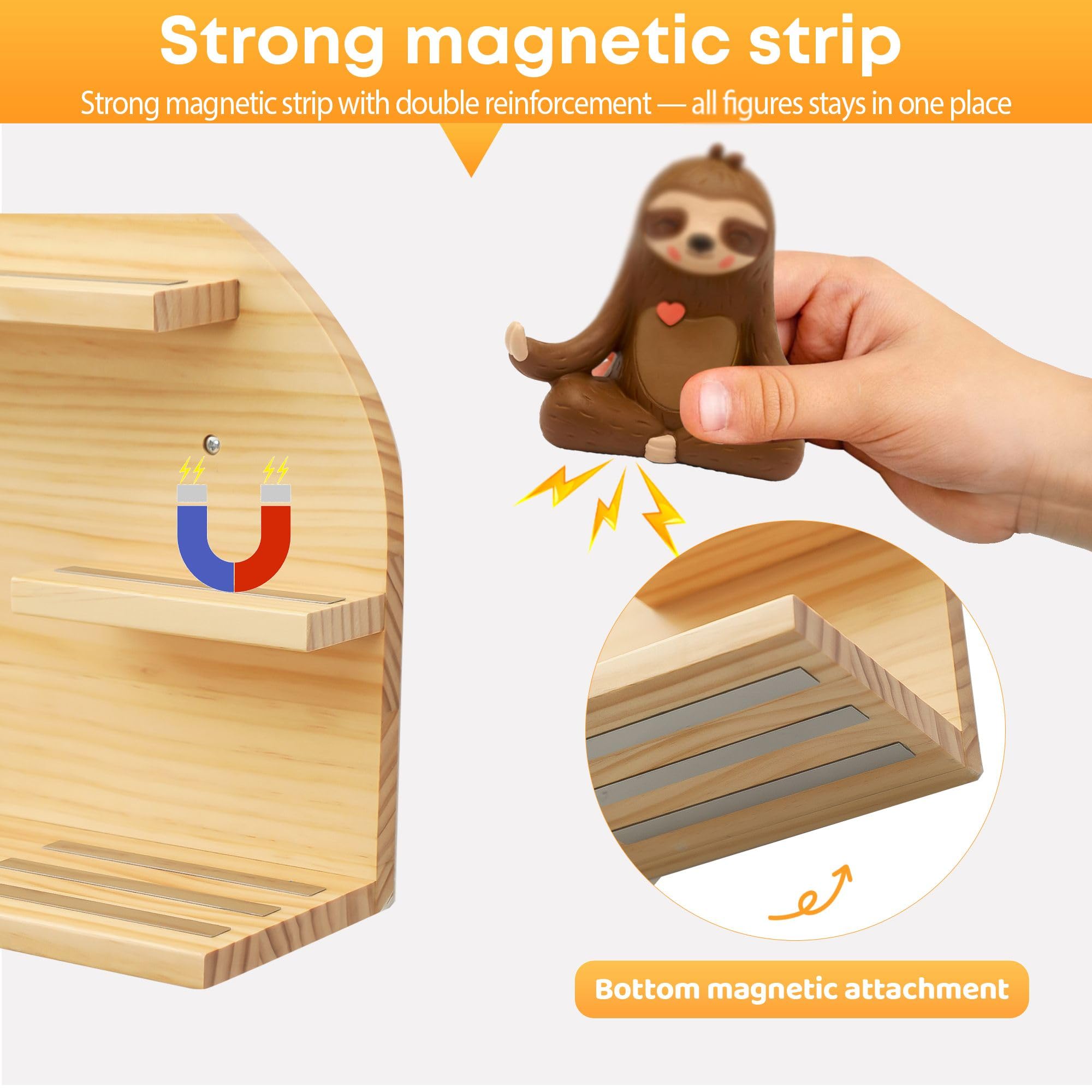 Scaffale magnetico per figure Tonie, scaffale da parete per Toniebox, organizer per personaggi acustici, legno di pino