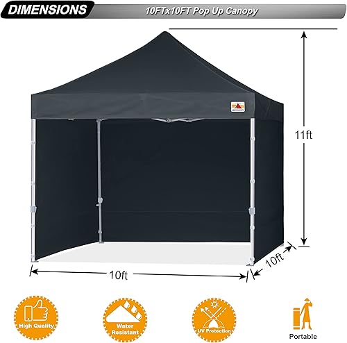 Miniatura 2 de ABCCANOPY Carpa Plegable de 10 x 10 pies, toldo comercial instantáneo para exteriores, serie premium con 3 paredes laterales y patas hexagonales,