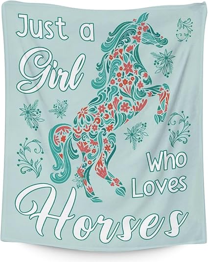 Mercuryelf Horse Blanket Gift - 40x50 Inches Trendy Throw Blankets for Girls - Mint Green Soft, Fuzzy & Warm Throws for Travel, Office