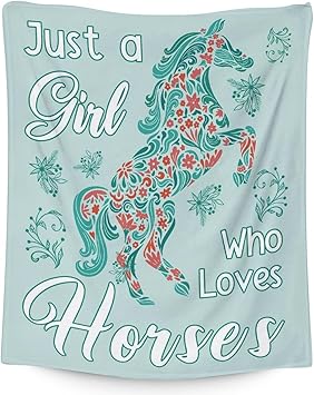 Mercuryelf Horse Blanket Gift - 40x50 Inches Trendy Throw Blankets for Girls - Mint Green Soft, Fuzzy & Warm Throws for Travel, Office