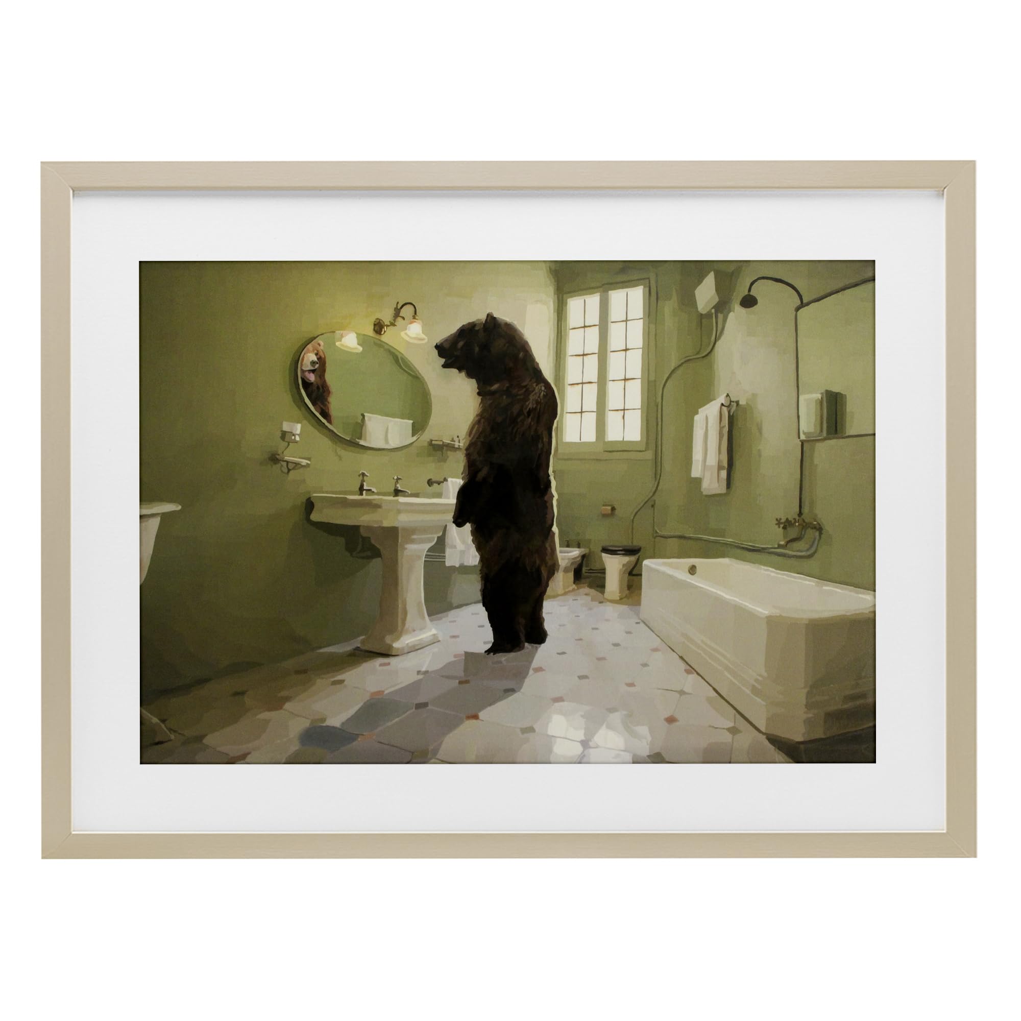 Affiche ours dans la salle de bain Stupell Industries cadre pour rompre la monotonie des murs