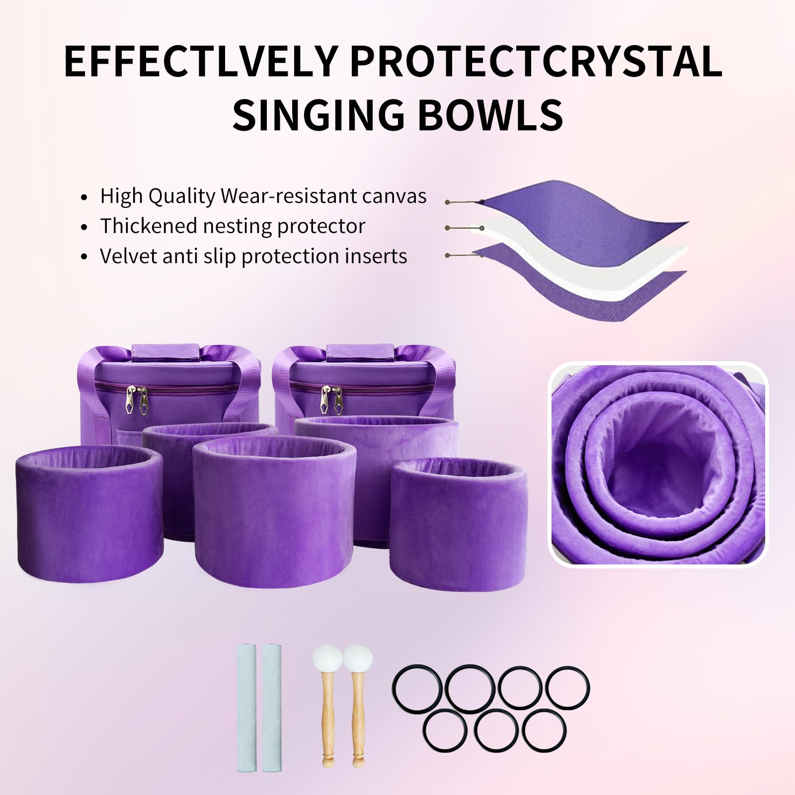 Hye-eun Set di campane tibetane in cristallo 432HZ perfetto Pitch 7 – 12 pollici lumen della vita al quarzo Singing Crystal Bowls Set di 7 campane tibetane per guarigione del suono, rilassamento dello