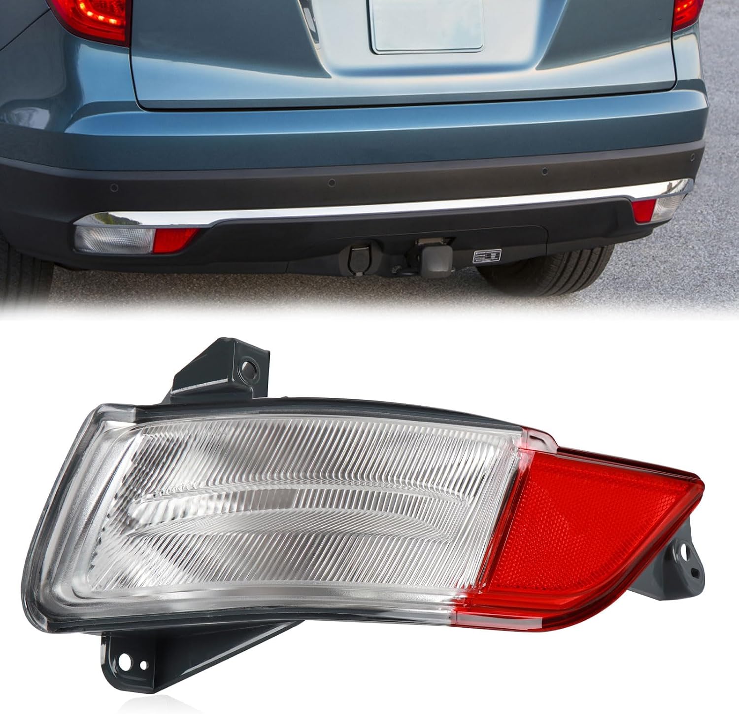 Bumper Light Compatible with Honda Pilot 2016 2017 2018 Back Up Light Right Passenger Side Backup Lamp Rear Reflector Replace 34500TG7A02 HO2883100