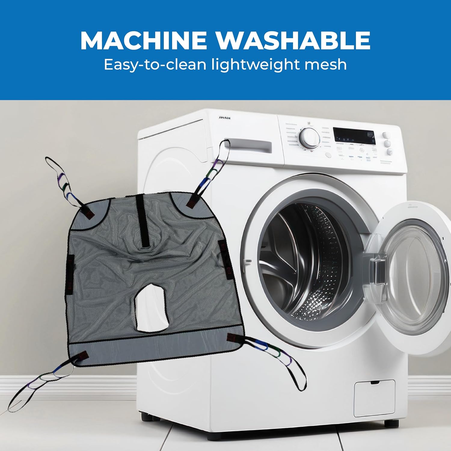 Patient Aid Full Body Commode Sling - Easy-to-Wash Mesh Fabric for Bathing and Toileting - Comfy Safe Lifting for the Elderly and Non-Weight Bearing - Extra Large, 600lb. Maximum Carrying Capacity