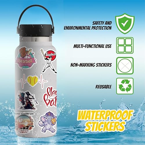 Miniatura 6 de 102 calcomanías de béisbol para álbumes de recortes, lindas calcomanías de vinilo motivacional impermeables para botellas de agua, cascos, equipaje,
