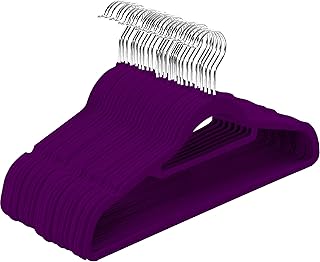 Utopia Home Perchas de Terciopelo - Perchas para Trajes de Terciopelo con Tie Bar - Antideslizantes (Violeta, Paquete de 50)