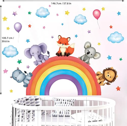Miniatura 6 de DECOWALL DA-1913 - Calcomanías de pared para niños, diseño de arcoíris y nubes, calcomanías de pared extraíbles para niños, guardería, dormitorio,