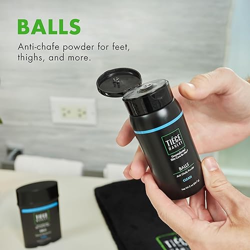 Miniatura 8 de Tiege Hanley Polvo antirozaduras para hombre (paquete de 1)  Polvo para pies, muslos y bolas para irritación  Limpio, eucalipto y menta verde con